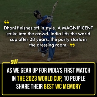 Cricket buff or not, almost all of us has at least one core memory associated with the sport. As we are gearing up for India’s first match against Australia today in the 2023 ICC Men’s Cricket World Cup, we are looking back at personal favourite memories people have associated with the previous men’s WC tournaments, and they’re a deep dive into nostalgia. 

Click the Link in Bio to take a look.

✍️: @sabharwalvas 

#SWEditDesk #WorldCup2023 #WorldCup #IndiaVsAustralia