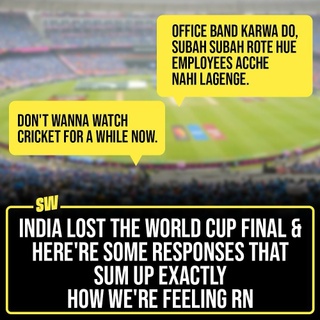 The Men's World Cup Final match between India and Australia has concluded. And as much as it breaks our heart to write this, India has lost. The partnership between Travis Head and Marnus Labuschagne dominated our bowlers, who had been undefeatable throughout the tournament.

Watching Rohit and Siraj's moist eyes, the devastated faces at the stadium, was heartbreaking. 

Distraught, some cricket fans have shared their thoughts that sum up exactly how we're feeling right now. Click the Link in Bio to check them out and cry together.

Irrespective of the result, thank you, team. You've made us proud!

@sabharwalvas

#SWEditDesk #WorldCupFinal #IndVsAus