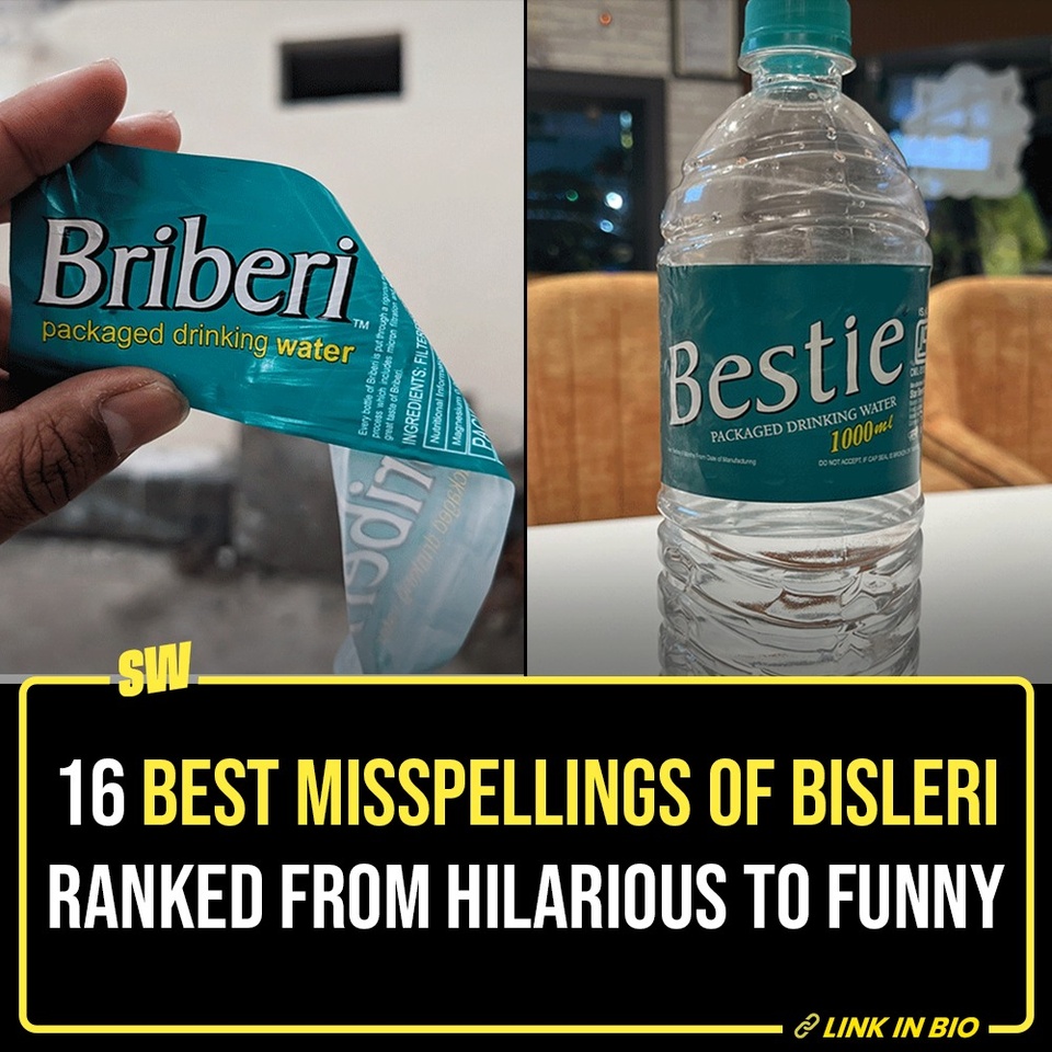 ‘Bhaiya ek Bisleri ki bottle dena.’ For us Indians, Bisleri is almost synonymous with packaged water. So much so, we don’t ask for paani ki bottle at shops but Bisleri instead.

If you’ve ever traveled in trains, you probably noticed that you were sold a water bottle from the brand Bisleri, except it wasn’t actually Bisleri. It was probably some dupe that upon closer inspection, you’d see is misspelled. 

The truth is that though they’re shady, the dupes are laughable and actually pretty great entertainment. So, we’ve ranked misspelt Bisleri labels from hilarious to funny. 

Click the Link in Bio to check them out because even the worst ones will make you laugh.

#SWEditDesk #Bisleri