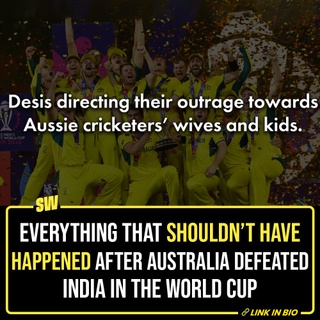 Sunday night was heartbreaking for Indian cricket fans. Our team — having dominated throughout — really had us believe we were lifting that World Cup trophy after twelve years. And why not? We deserved it. We were invincible. Irrespective of the ultimate outcome, we will always look back at the tournament for the journey, the brand of cricket our team played, and definitely not the last match.

But all said and done, we have to acknowledge Australians did outplay us in the final match. They were fielding as if they had never fielded before. And yes, the pitch was relatively easy in the evening, but that cannot be the sole explanation for why Travis Head single-handedly managed to stay till the end despite the pressure of losing three wickets early on.

Perhaps it was just not our day. And as much as it breaks our hearts, we gotta live with that. While our cricketers displayed a true sportsmen’s spirit, gracefully accepting the loss, it’s not what their fans did in the aftermath.

You see, whatever broiled over social media after Australia lifted the World Cup trophy was embarrassing and very problematic. Click the Link in Bio to check out everything that happened but shouldn’t have.

@sabharwalvas 

#SWEditDesk #WorldCup #IndVsAus #WorldCupFinal
