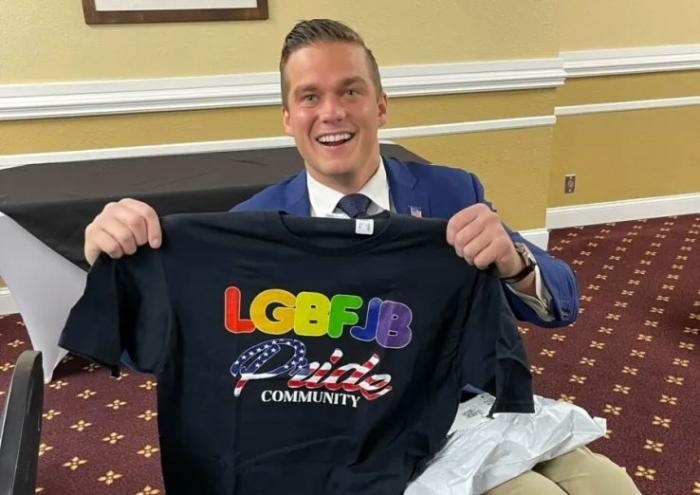 When he went to the House of Representatives in 2021, Madison Cawthorn appeared to be the perfect GOP candidate."Elected at only 24 years old, the North Carolina Republican real estate agent-turned-congressman quickly became a rising star within the conservative movement and drew the favor of former President Trump," the Daily Mail said on March 31. But Cawthorn, who represents the conservative 13th congressional district in North Carolina, has found himself in hot water of late after making unsubstantiated accusations of sex parties and drug use amongst Washington elites. He is also under fire for calling Ukrainian President Volodymyr Zelensky a "thug" and the Ukrainian government "incredibly evil," CNN reported, during the early days of the Russian invasion of Ukraine. But when it rains, it pours for Cawthorn, who found himself under fire for a Facebook post on March 30. "In one of his latest trollings, he shared a photo attacking the LGBT community and President Joe Biden at the same time — but it didn't go over well with his followers," according to HillReporter.com. In one photo he posted, Cawthorn is seen holding a t-shirt with the words "LGBFJB Pride Community." The "FJB" in the acronym refers to "F*ck Joe Biden," the right-wing meme. (The "LGB" standing in for "Let's Go Brandon")⁠
⁠
Tap link in bio to continue on @EDGEmedianetwork⁠
????⁠
?: Rep. Madison Cawthorn / Facebook