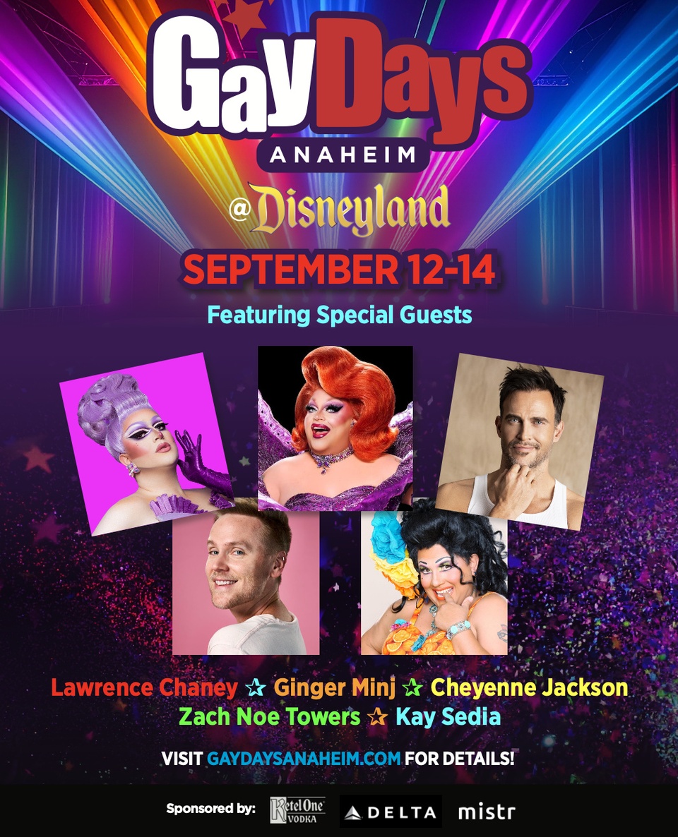 Join all the fairies, lost boys, evil queens, as we turn the happiest place on earth into the gayest!  @GayDaysAnaheim is Back at Disneyland, September 12-14 featuring Ginger Minj, Cheyenne Jackson, Lawrence Chaney, Zach Noe Towers, Jackie Cox and more! Check out the full schedule of events at the link in our bio!