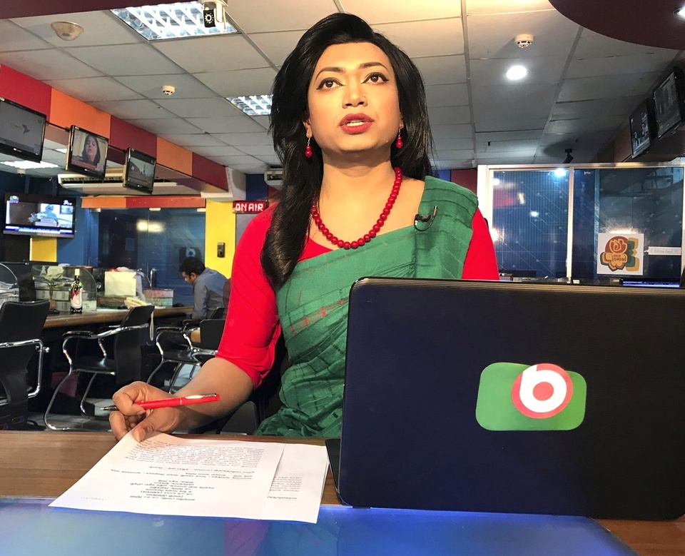 A Bangladeshi satellite television station has hired the country's first transgender news anchor, saying it hopes the appointment will help change society. Tashnuva Anan Shishir, who previously worked as a rights activist and actress, debuted on Dhaka-based Boishakhi TV on Monday, International Women's Day. She read a three-minute news bulletin, and after finishing cried as her colleagues applauded and cheered. "I was very nervous, I was feeling so much emotional, but I had in my mind that I must overcome this ordeal, this final test," Shishir, 29, said in an interview Tuesday. Born Kamal Hossain Shishir, she said she found in her early teens that she was stuck in a man's body and behaved like a woman. She said family members, relatives and neighbors started teasing her and she was bullied and sexually exploited. She started feeling that it was impossible to continue living and attempted suicide, she said. The worst thing that happened was that her father stopped talking to her, saying she was the reason that her family was losing face, Shishir said. "I left home," she said. She moved from her family's house in a southern coastal district to live a solitary life in the capital, where she underwent hormone therapy, worked for charities and acted with a local theater group. In January, she began studying public health at a Dhaka university, which she is continuing alongside her job at the TV station. Tap link in bio to continue on @EDGEmedianetwork ????️‍? (?: Tashnuva Anan Shishir / AP / Al-emrun Garjon)