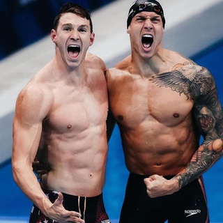 Caeleb Dressel finished off his gold rush at the Tokyo Olympics with two more dazzling swims. The guy who dreads all the attention won't be able to escape it now. He's one of the greatest Olympians ever. "I'm really glad to be done," said the tattooed, 24-year-old Floridian, who captured his fourth and fifth gold medals of the Tokyo Games on Sunday. Dressel was perfect in the events he had a chance in, capping off his stunning week in the final race at the Tokyo Aquatics Centre by putting the Americans ahead to stay in the 4x100 medley relay on their way to a world record. He doesn't plan to savor his triumph for long — which is right on par for a guy who said a day earlier "the sport was a lot more fun when no one knew my name." They certainly know it now. "I give myself a pat on the back and then I just want to go home, put it away and move forward," Dressel said. In his first race Sunday, he cruised to a relatively easy victory in the 50 freestyle. By the time Dressel was done, he had entered an elite club of swimmers who won at least five gold medals at one games. Michael Phelps did it three times, of course, highlighted by his record eight golds at the 2008 Beijing Games. There's also Mark Spitz (seven golds in 1972), East German Kristin Otto (six golds in 1988) and Matt Biondi (five golds, also in '88). Make room for Dressel, who made it look so easy. It wasn't. Tap link in bio to continue on @EDGEmedianetwork ??????? (?: Ryan Murphy and Caeleb Dressel / Instagram / Caeleb Dressel)