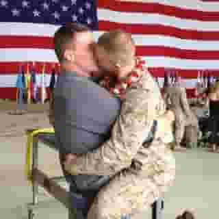Earlier this month, the #Marine Corps issued a forcewide message in recognition of #lesbian, #gay, #bisexual, and #transgender #pride month. Tap link in bio to read more on @EDGEmedianetwork ?️‍???⁠
⁠
?: Sgt. Brandon Morgan and his partner Dalan Wells sharing a welcome home kiss in Hawaii in 2012 / Gay Marines Via Facebook⁠
