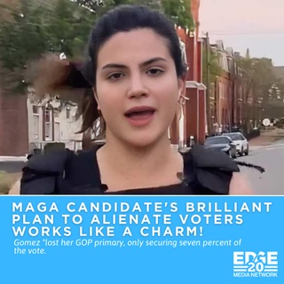 Valentina Gomez, a Missouri MAGA candidate known for her homophobic rhetoric, including the slogan "weak and gay," was overwhelmingly defeated in the GOP primary for Secretary of State, securing only 7% of the vote. ⁠
⁠
Despite her controversial tactics, such as burning books she labeled as LGBTQ+ literature and falsely associating queer people with pedophilia, she failed to win any counties. ⁠
⁠
Gomez attempted to maintain a defiant stance post-defeat, but her extreme campaign failed to resonate with voters.⁠
⁠
?️ Save and share this post.⁠
? Tap our link in bio to read more⁠
? @EDGEmedianetwork