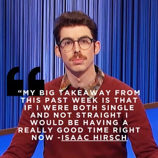 @ibhirsch may have dominated the "Jeopardy!" stage, but it's his sizzling appeal that's truly winning over fans! ?️ This trivia king from Burbank didn’t just pocket over $215,000 after nine straight wins—he also ignited Gay Twitter, becoming a surprise heartthrob and, dare we say, a full-blown gay icon! ?⁠
⁠
It’s not just his brains that have fans swooning; Isaac’s vintage 70s style, that cheeky mustache, and his charmingly quirky personality have left a trail of "thirsty tweets" in his wake. Even with a girlfriend in the picture, that hasn’t stopped his DMs from overflowing with bold, flirty messages. ?⁠
⁠
Isaac’s playful response to all the steamy attention? Let’s just say, he’s flattered—and maybe a little curious! ? When asked if he might be more than just an ally, Isaac made it clear where he stands, but not without leaving fans wanting more. "If I were both single and not straight, I would be having a really good time right now," he quipped. ?⁠
⁠
From curious admirers to outright admirers, it seems everyone’s got their eyes on this trivia hottie. Whether he’s navigating "twink death" or basking in the glow of his newfound gay icon status, one thing’s for sure—Isaac Hirsch is one hot topic! ?⁠
⁠
?️ Save and share this post.⁠
? Tap our link in bio to read more⁠
? @EDGEmedianetwork⁠
?: @ibhirsch
